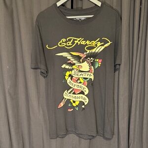 Ed Hardy Black Tee with Colorful Graphic